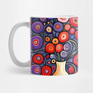 Purple and Red Cute Abstract Flowers Still Life Painting Mug